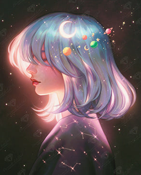 Diamond Painting Bring Me Back to the Stars 22" x 27" (55.6cm x 68.8cm) / Round with 82 Colors including 2 ABs and 1 Frosted Diamond and 4 Fairy Dust Diamonds / 50,500