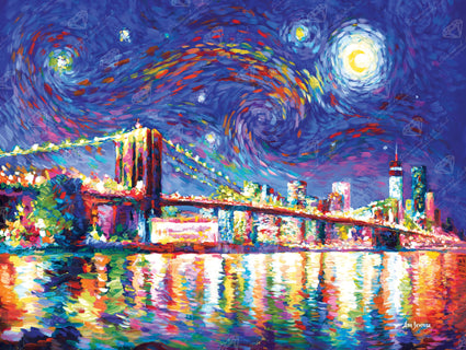 Diamond Painting Brooklyn Bridge at Night 36.6" x 27.6" (93cm x 70cm) / Square with 59 Colors including 3 ABs and 2 Fairy Dust Diamonds / 104,813