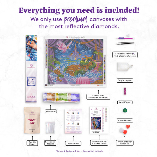 Diamond Painting Bubble Fairies 27" x 22″ (69cm x 56cm) / Square with 52 Colors including 2 ABs / 60,382