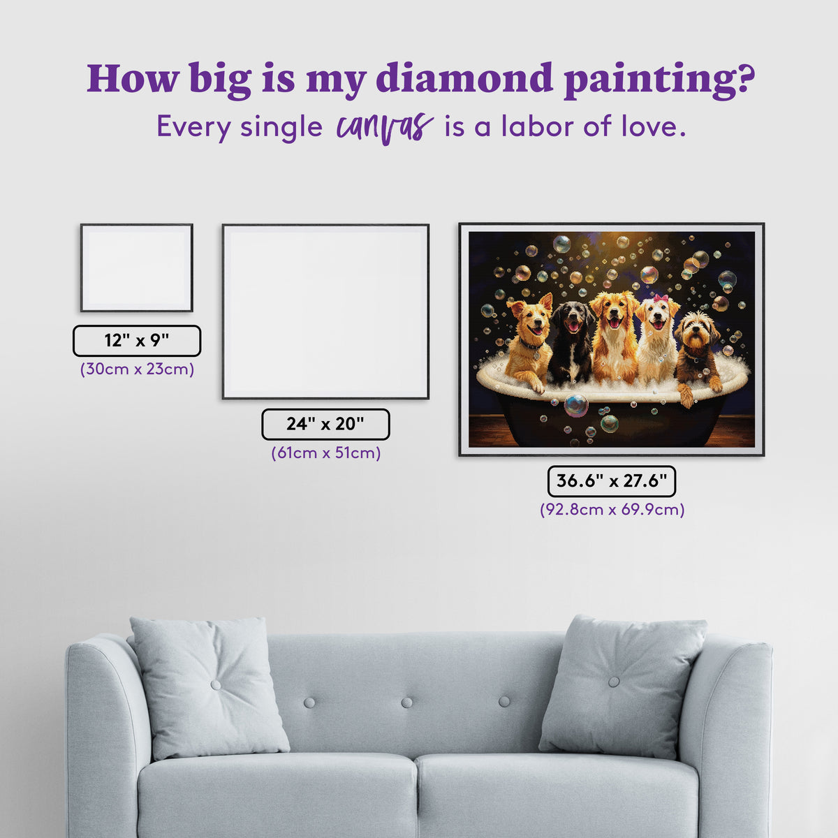 Diamond Painting Bubbletime 36.6" x 27.6" (92.8cm x 69.9cm) / Square with 80 Colors including 2 ABs and 4 Fairy Dust Diamonds / 104,813