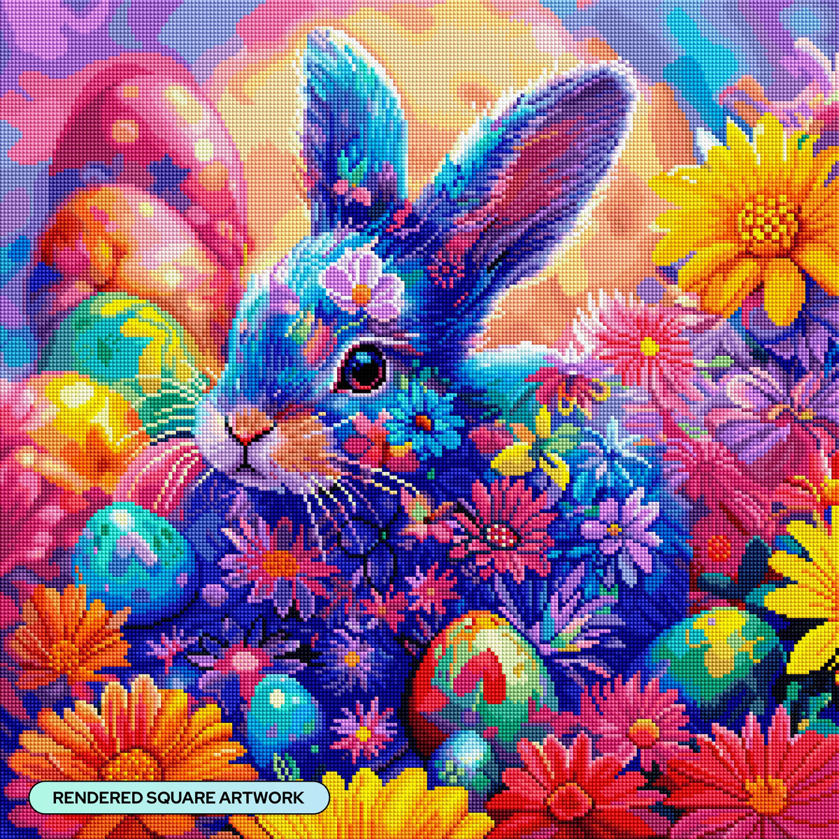 Diamond Painting Bunny Love 22" x 22" (55.8cm x 55.8cm) / Square with 87 Colors including 4 ABs and 2 Fairy Dust Diamonds / 50,176