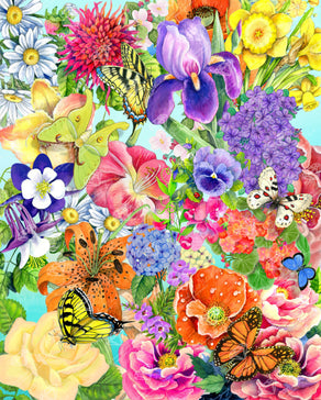 Diamond Painting Butterflies and Flower Garden 25.6" x 31.9" (65cm x 80.9cm) / Square with 80 Colors including 3 ABs and 3 Fairy Dust Diamonds / 84,825