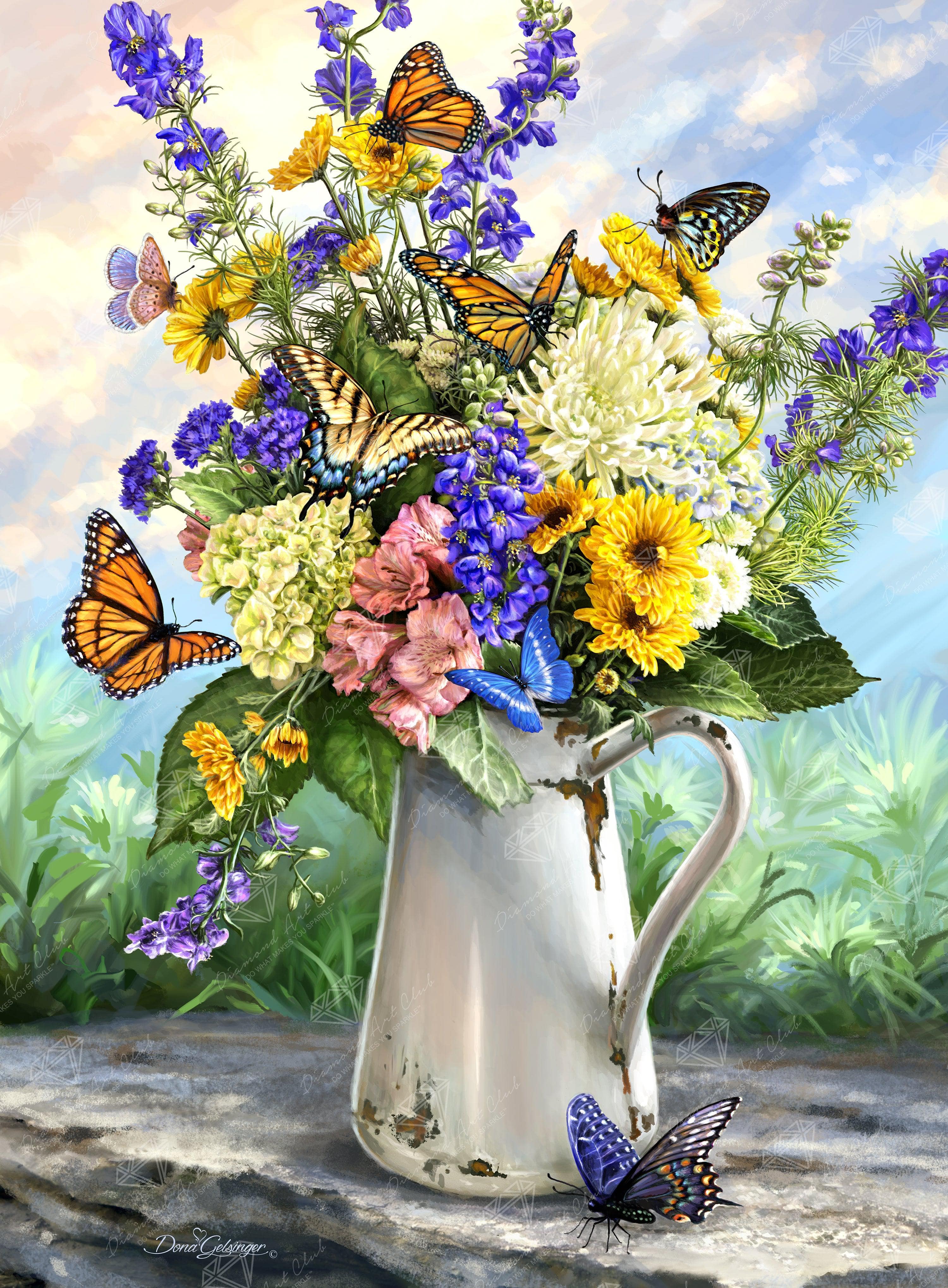 Flowers And Butterfly Diamond Painting Lovely Portrait Design Display  Decoration