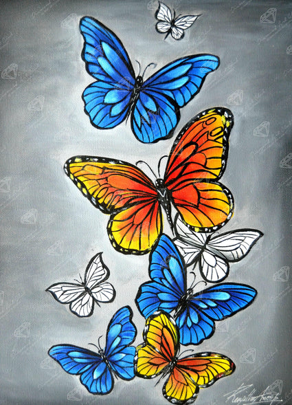 Diamond Painting Butterfly 13" x 18" (33cm x 46cm) / Square With 20 Colors Including 3 ABs / 24,156