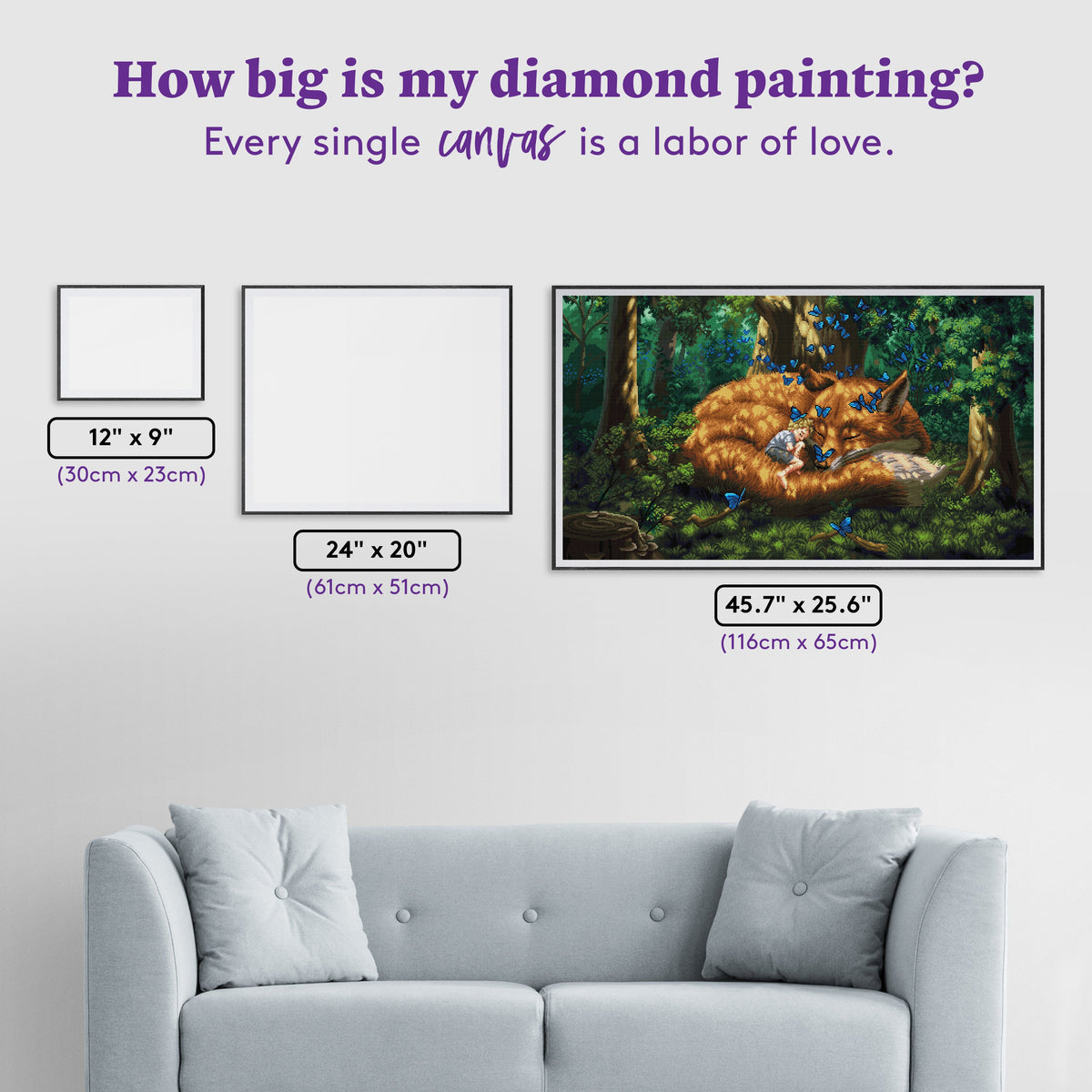 Diamond Painting Butterfly Dreams 45.7" x 25.6" (116cm x 65cm) / Square with 55 Colors including 2 ABs and 3 Fairy Dust Diamonds and 1 Iridescent Diamonds / 121,365