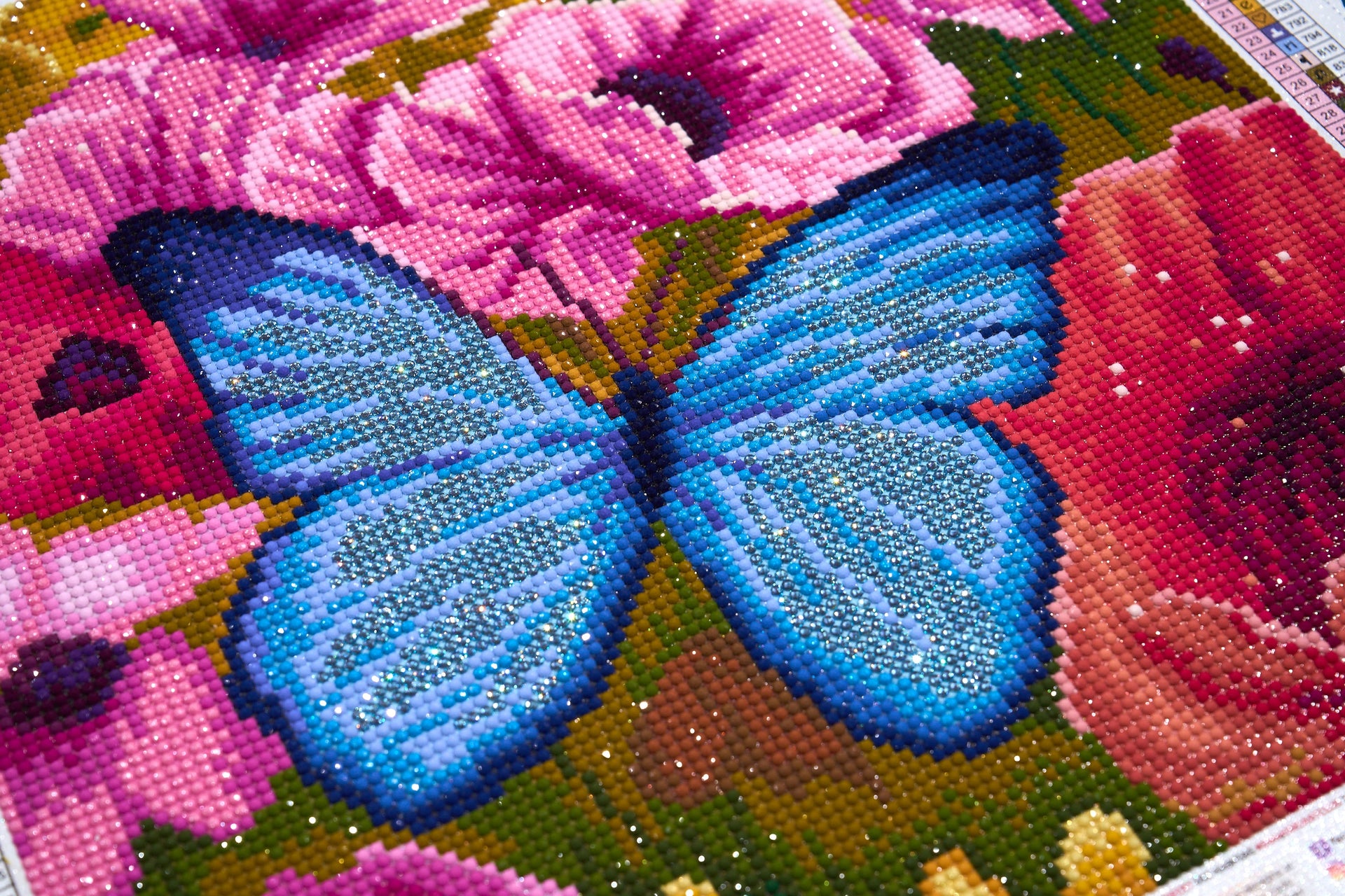 Diamond Painting Butterfly Meadow 13" x 13" (33cm x 33cm) / Round with 52 Colors including 1 Iridescent Diamond and 3 Fairy Dust Diamonds / 14,400