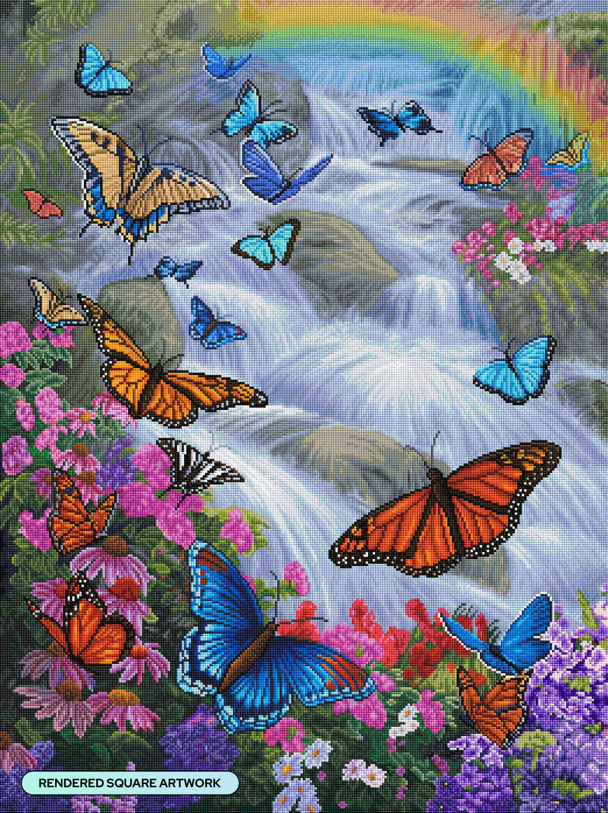 Diamond Painting Butterfly Paradise 25.6" x 34.3" (65cm x 86.9cm) / Square with 102 Colors including 4 ABs and 6 Fairy Dust Diamonds / 91,089