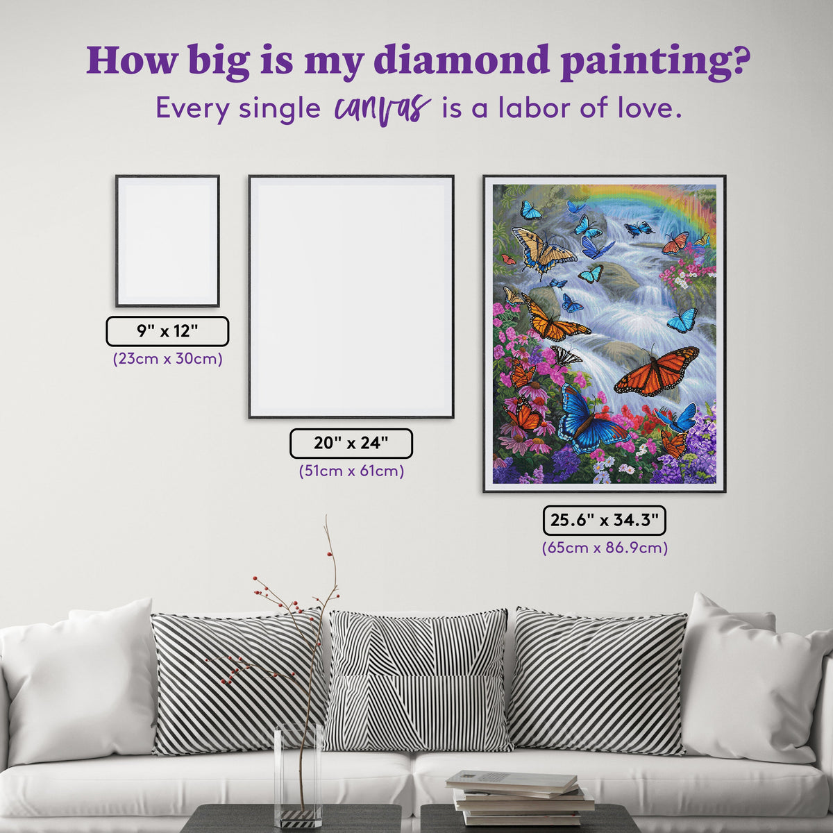 Diamond Painting Butterfly Paradise 25.6" x 34.3" (65cm x 86.9cm) / Square with 102 Colors including 4 ABs and 6 Fairy Dust Diamonds / 91,089