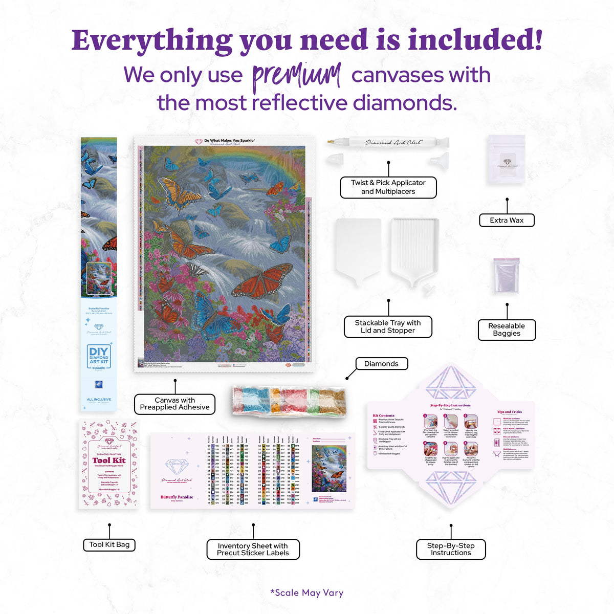 Diamond Painting Butterfly Paradise 25.6" x 34.3" (65cm x 86.9cm) / Square with 102 Colors including 4 ABs and 6 Fairy Dust Diamonds / 91,089