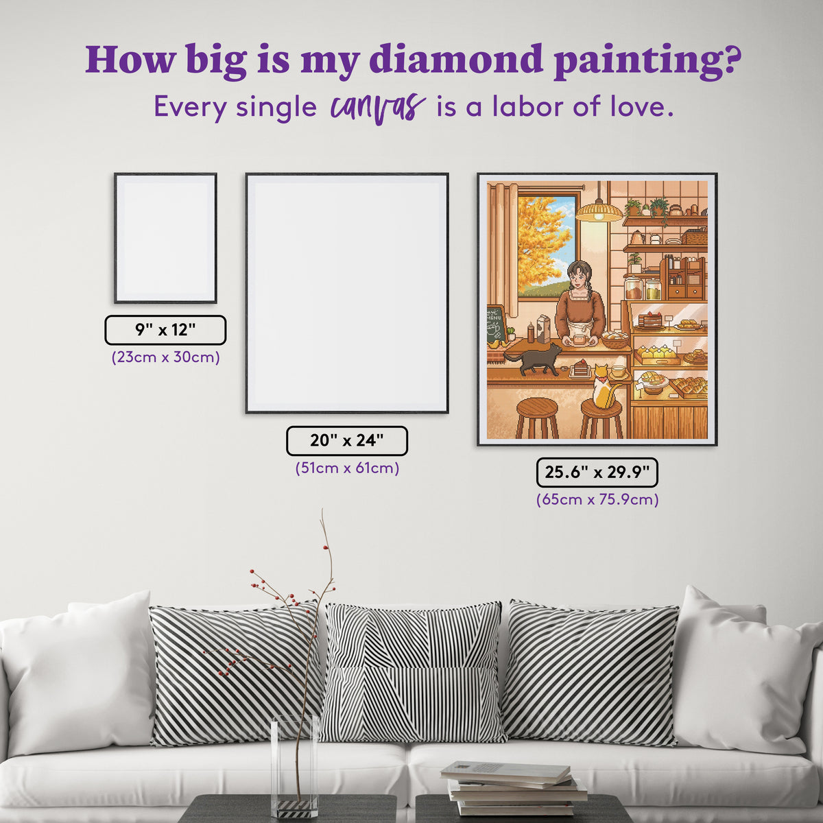 Diamond Painting Café in the Autumn 25.6" x 29.9" (65cm x 75.9cm) / Square With 48 Colors Including 3 ABs and 3 Fairy Dust Diamonds / 79,605