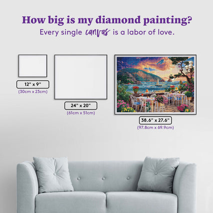 Diamond Painting Cafe with a View 38.6" x 27.6" (97.8cm x 69.9cm) / Square with 94 Colors including 3 ABs and 4 Fairy Dust Diamonds / 110,433