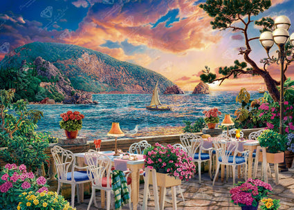 Diamond Painting Cafe with a View 38.6" x 27.6" (97.8cm x 69.9cm) / Square with 94 Colors including 3 ABs and 4 Fairy Dust Diamonds / 110,433