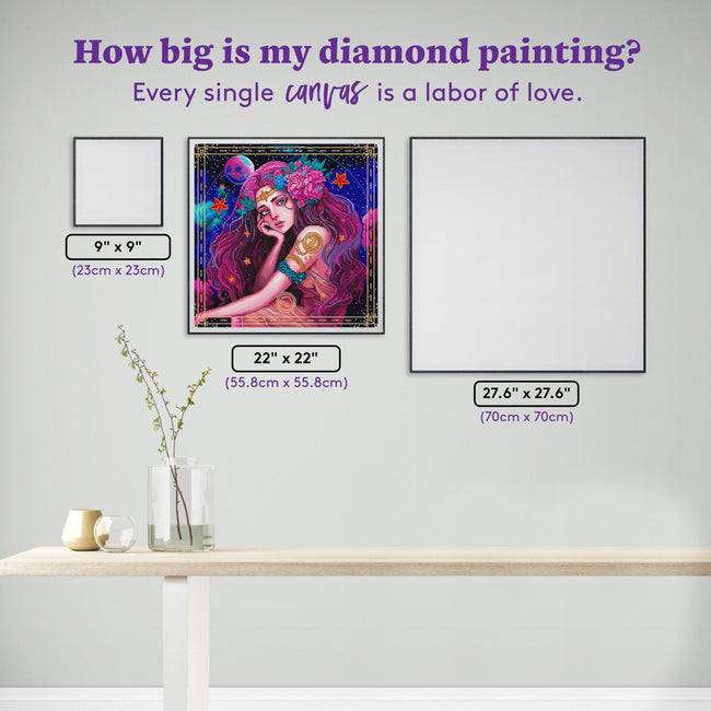 Diamond Painting Cancer - AS 22" x 22" (55.8cm x 55.8cm) / Square with 56 Colors including 4 ABs, 1 Electro Diamonds, 1 Iridescent Diamonds, and 2 Fairy Dust Diamonds / 50,176