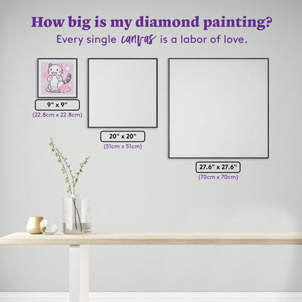 Diamond Painting Candi Cat 9" x 9" (22.8cm x 22.8cm) / Round with 13 Colors including 2 ABs and 2 Fairy Dust Diamonds / 6,889