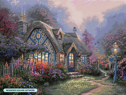 Diamond Painting Candlelight Cottage 29" x 22" (73.4cm x 55.8cm) / Square With 57 Colors Including 3 ABs and 3 Fairy Dust Diamonds / 66,080