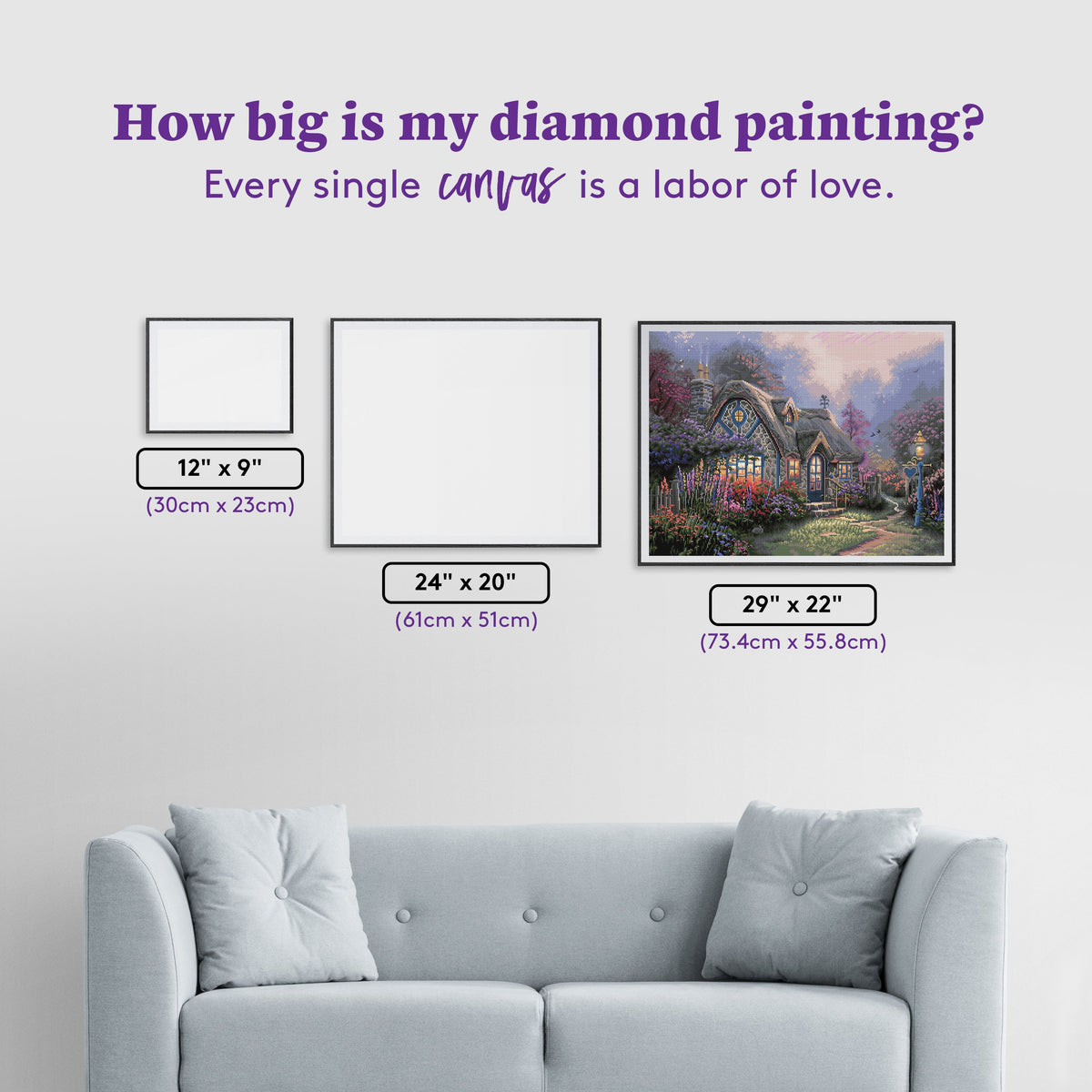 Diamond Painting Candlelight Cottage 29" x 22" (73.4cm x 55.8cm) / Square With 57 Colors Including 3 ABs and 3 Fairy Dust Diamonds / 66,080