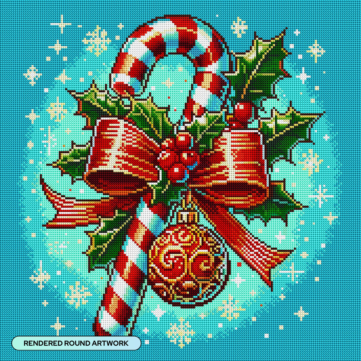 Diamond Painting Candy Cane 18.6" x 18.6" (47.3cm x 47.3cm) / Round with 34 Colors including 2 ABs and 4 Fairy Dust Diamonds / 29,584