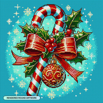 Diamond Painting Candy Cane 18.6" x 18.6" (47.3cm x 47.3cm) / Round with 34 Colors including 2 ABs and 4 Fairy Dust Diamonds / 29,584