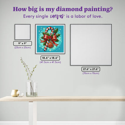 Diamond Painting Candy Cane 18.6" x 18.6" (47.3cm x 47.3cm) / Round with 34 Colors including 2 ABs and 4 Fairy Dust Diamonds / 29,584