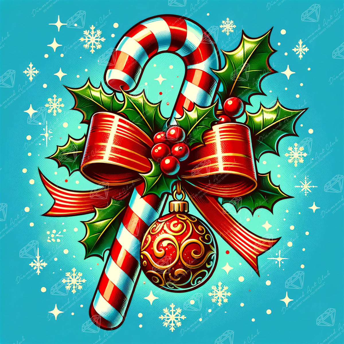 Diamond Painting Candy Cane 18.6" x 18.6" (47.3cm x 47.3cm) / Round with 34 Colors including 2 ABs and 4 Fairy Dust Diamonds / 29,584