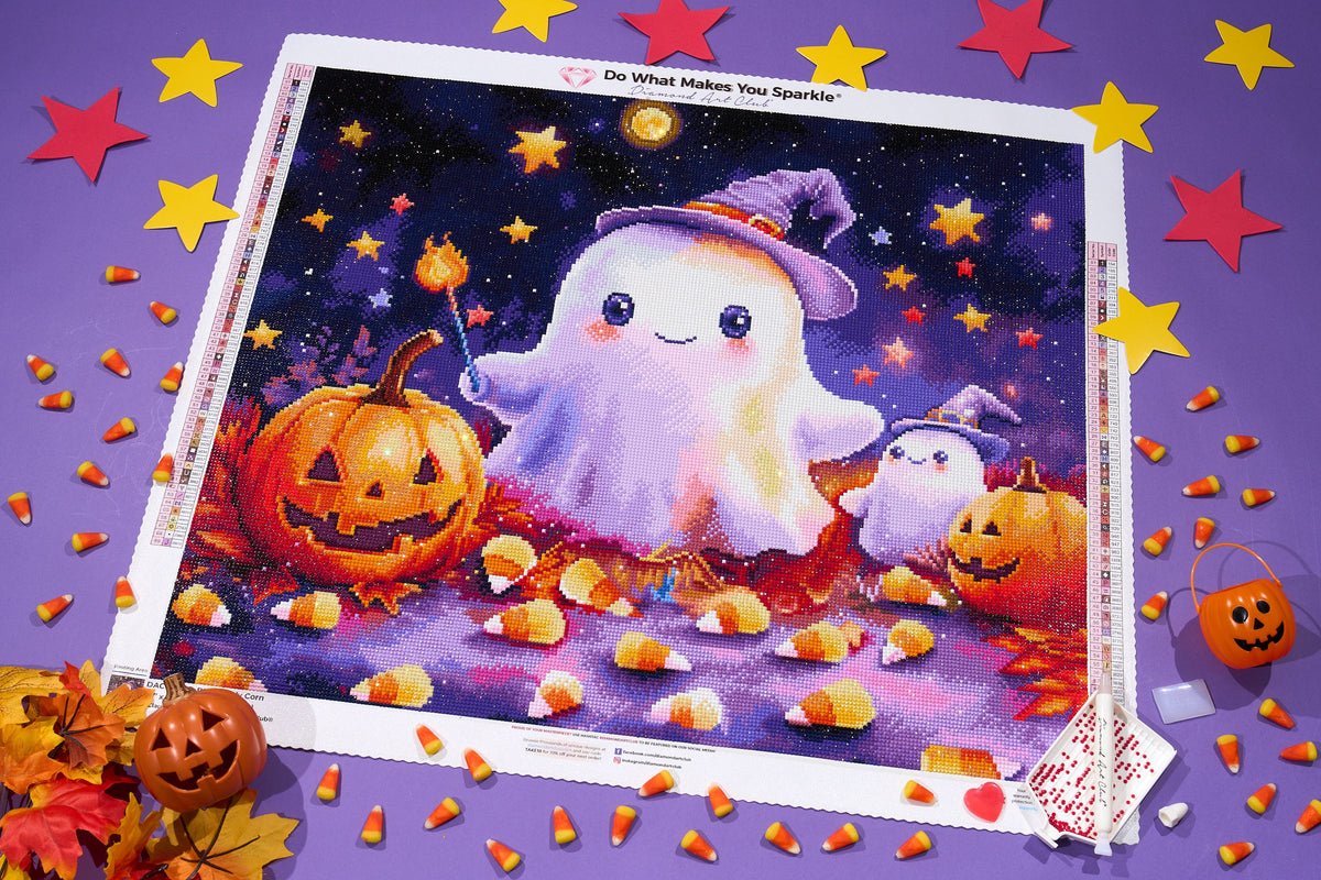 Diamond Painting Candy Corn 26" x 22" (66cm x 55.6cm) / Round with 69 Colors including 2 ABs and 3 Fairy Dust Diamonds / 48,480