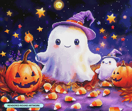 Diamond Painting Candy Corn 26" x 22" (66cm x 55.6cm) / Round with 69 Colors including 2 ABs and 3 Fairy Dust Diamonds / 48,480