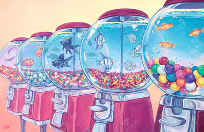 Diamond Painting Candy Fish 34" x 22" (85.9cm x 55.6cm) / Round with 65 Colors including 4 ABs and 2 Fairy Dust Diamonds / 63,024