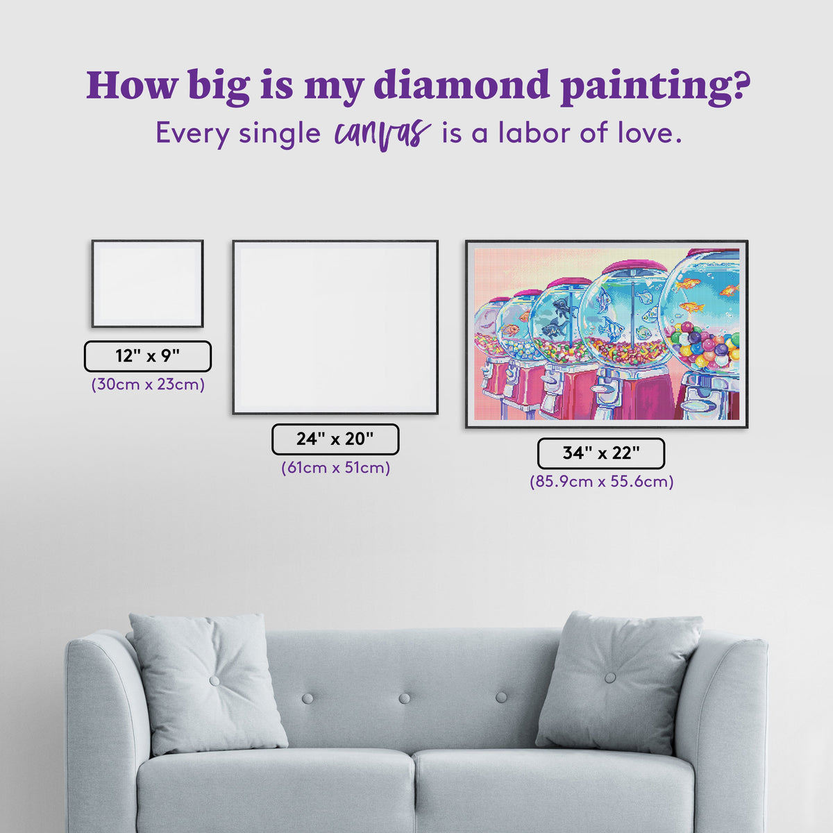 Diamond Painting Candy Fish 34" x 22" (85.9cm x 55.6cm) / Round with 65 Colors including 4 ABs and 2 Fairy Dust Diamonds / 63,024