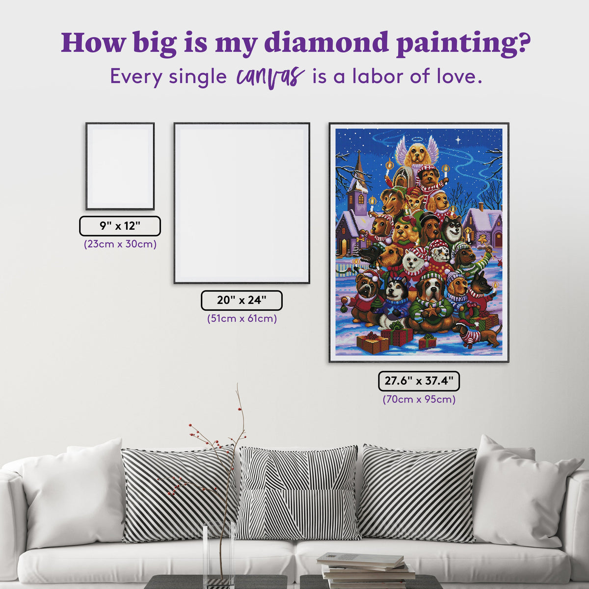 Diamond Painting Canine Christmas 27.6" x 37.4″ (70cm x 95cm) / Square With 48 Colors Including 2 ABs / 104429
