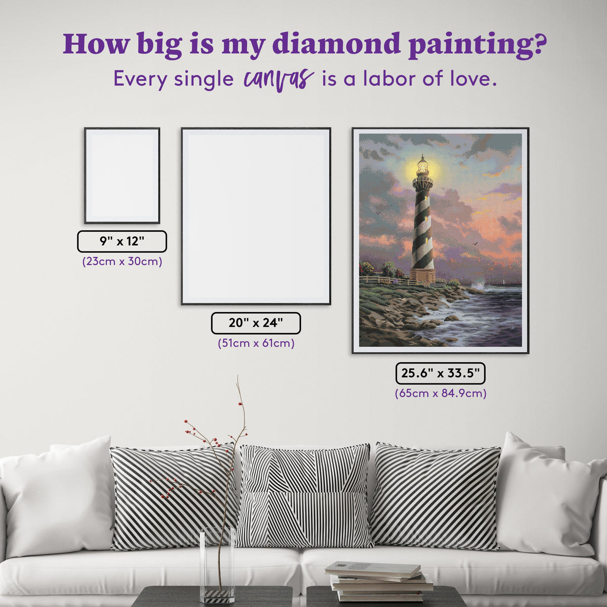 Diamond Painting Cape Hatteras Light 25.6" x 33.5" (65cm x 84.9cm) / Square With 56 Colors Including 1 Frosted Diamond and 5 Fairy Dust Diamonds / 89,001