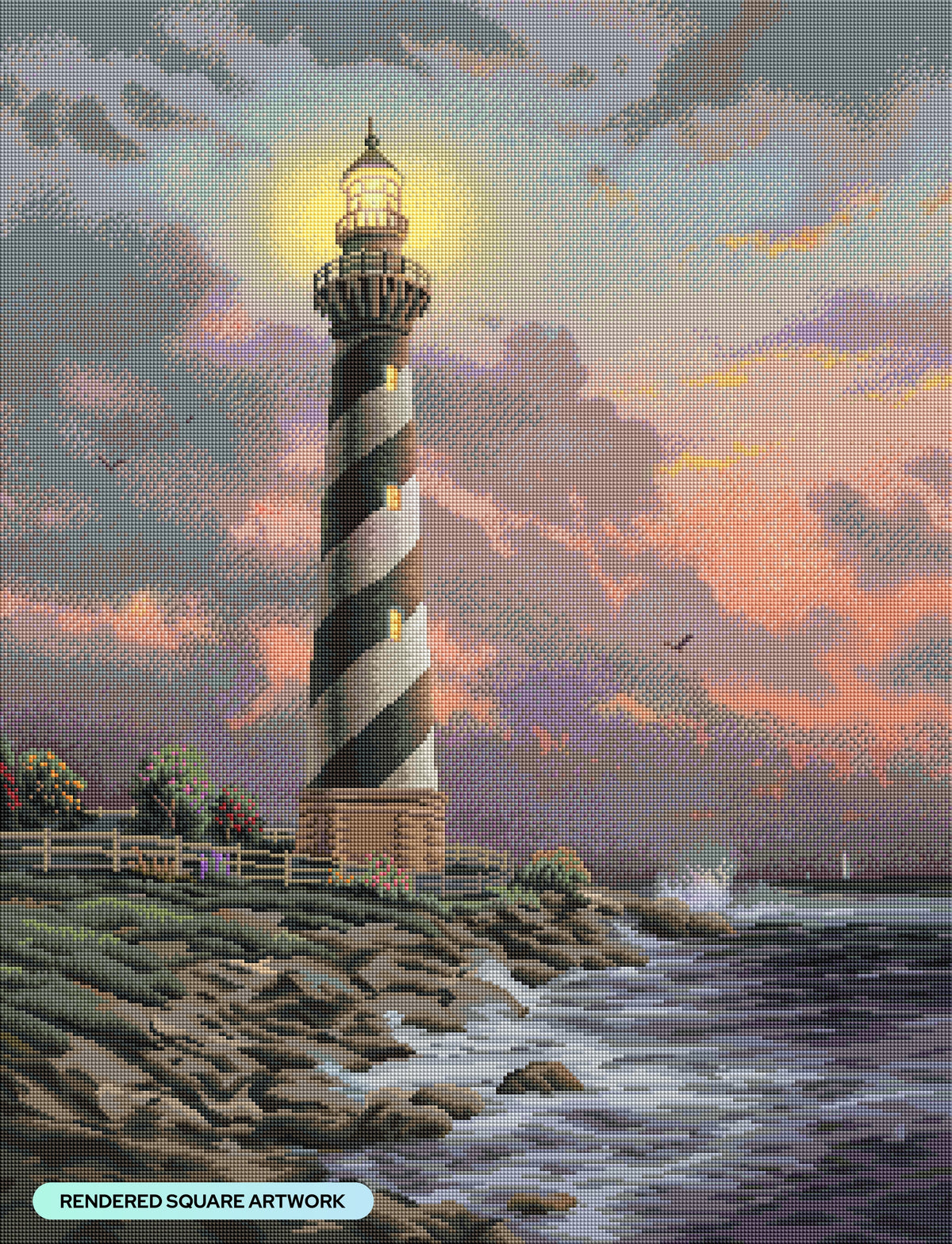 Diamond Painting Cape Hatteras Light 25.6" x 33.5" (65cm x 84.9cm) / Square With 56 Colors Including 1 Frosted Diamond and 5 Fairy Dust Diamonds / 89,001