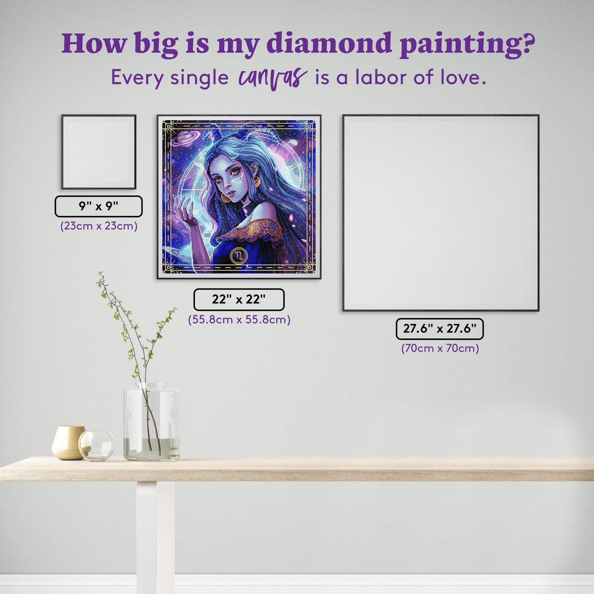 Diamond Painting Capricorn - AS 22" x 22" (55.8cm x 55.8cm) / Square with 64 Colors including 2 ABs and 1 Iridescent Diamond and 4 Fairy Dust Diamonds / 50,176