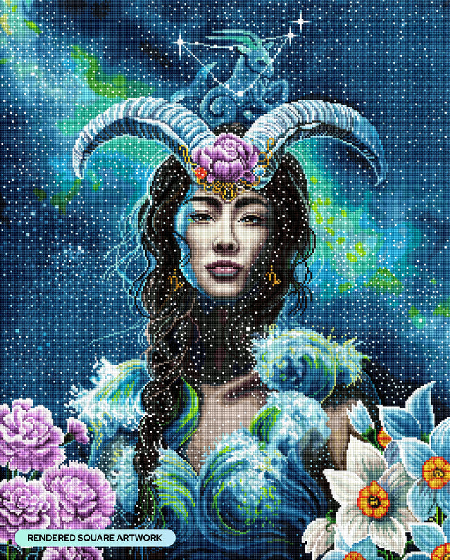 Diamond Painting Capricorn 25.6" x 37.9" (65cm x 81cm) / Square with 69 colors including 3 ABs and 4 Fairy Dust Diamonds / 84,825