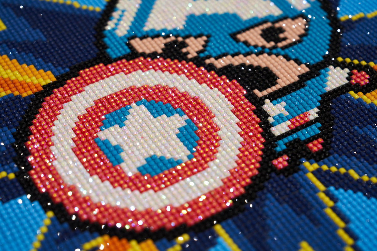 Diamond Painting Captain America™ 13" x 13" (32.8cm x 32.8cm) / Round with 11 Colors including 2 ABs / 13,689