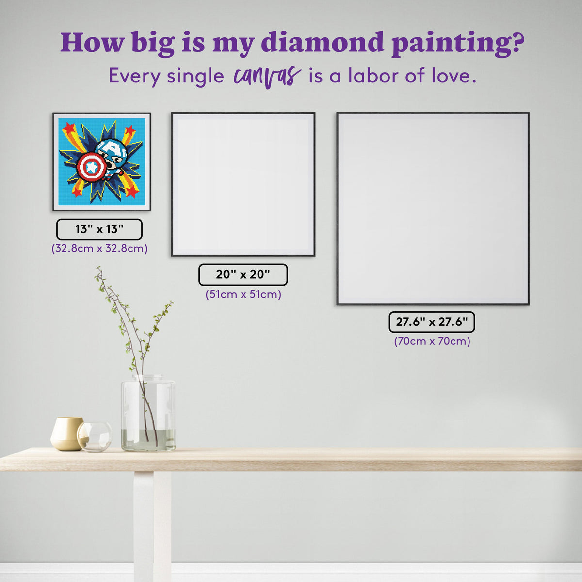 Diamond Painting Captain America™ 13" x 13" (32.8cm x 32.8cm) / Round with 11 Colors including 2 ABs / 13,689