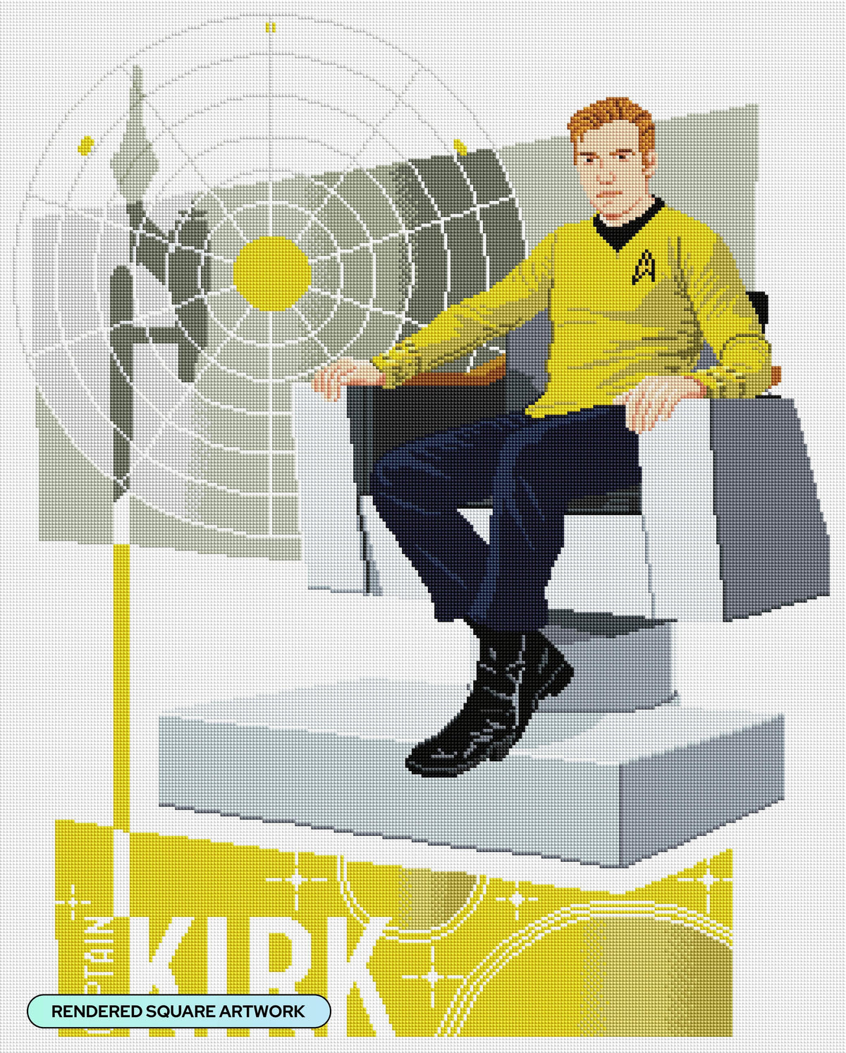 Diamond Painting Captain Kirk 25.6" x 32" (65cm x 81cm) / Square with 32 Colors Including 1 ABs and 1 Iridescent Diamonds and 1 Fairy Dust Diamonds / 84,825