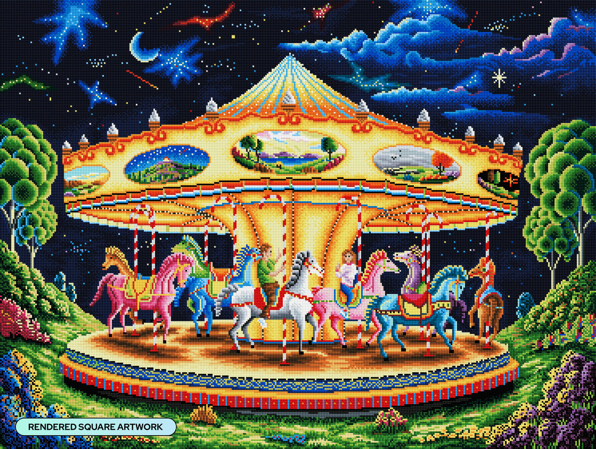 Diamond Painting Carousel Dreams 36.6" x 27.6" (93cm x 70cm) / Square with 59 Colors including 4 ABs / 104,813