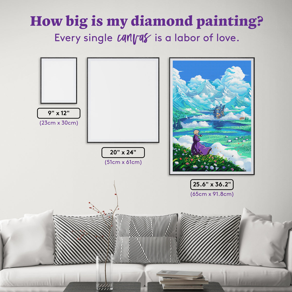 Diamond Painting Castle and Mountains 25.6" x 36.2" (65cm x 91.8cm) / Square with 63 Colors including 1 AB and 5 Fairy Dust Diamonds / 96,309