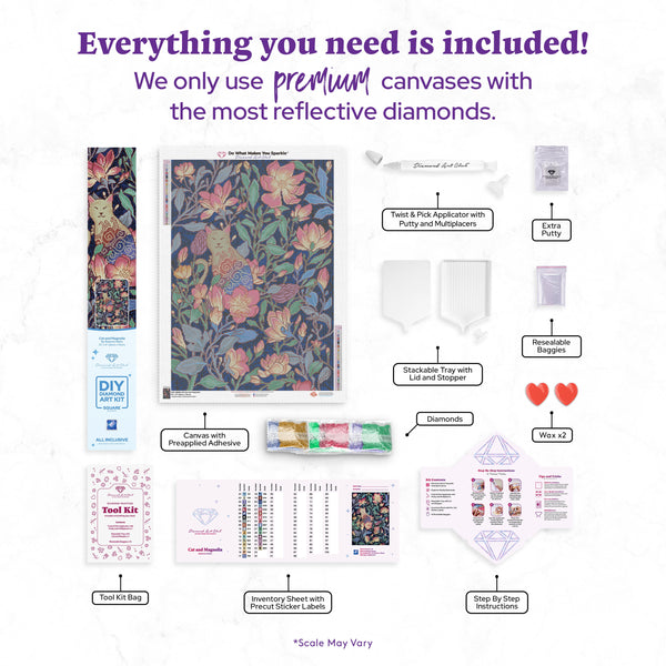 ダイヤモンドアートクラブ Cat and Magnolia Cat and Magnolia Diamond Painting Kit – Diamond Art Club
