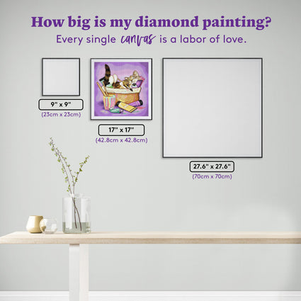 Diamond Painting Cat Art 17" x 17" (42.8cm x 42.8cm) / Square with 53 Colors including 2 ABs and 3 Fairy Dust Diamonds / 29,584