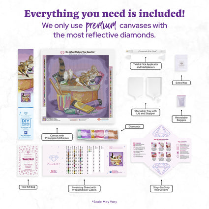 Diamond Painting Cat Art 17" x 17" (42.8cm x 42.8cm) / Square with 53 Colors including 2 ABs and 3 Fairy Dust Diamonds / 29,584