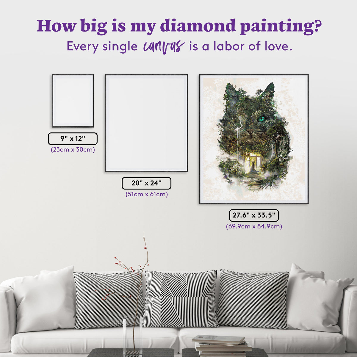 Diamond Painting Cat Dreams of Leaving 27.6" x 33.5" (69.9cm x 84.9cm) / Square With 82 Colors including 2 ABs and 4 Fairy Dust Diamonds / 95,821