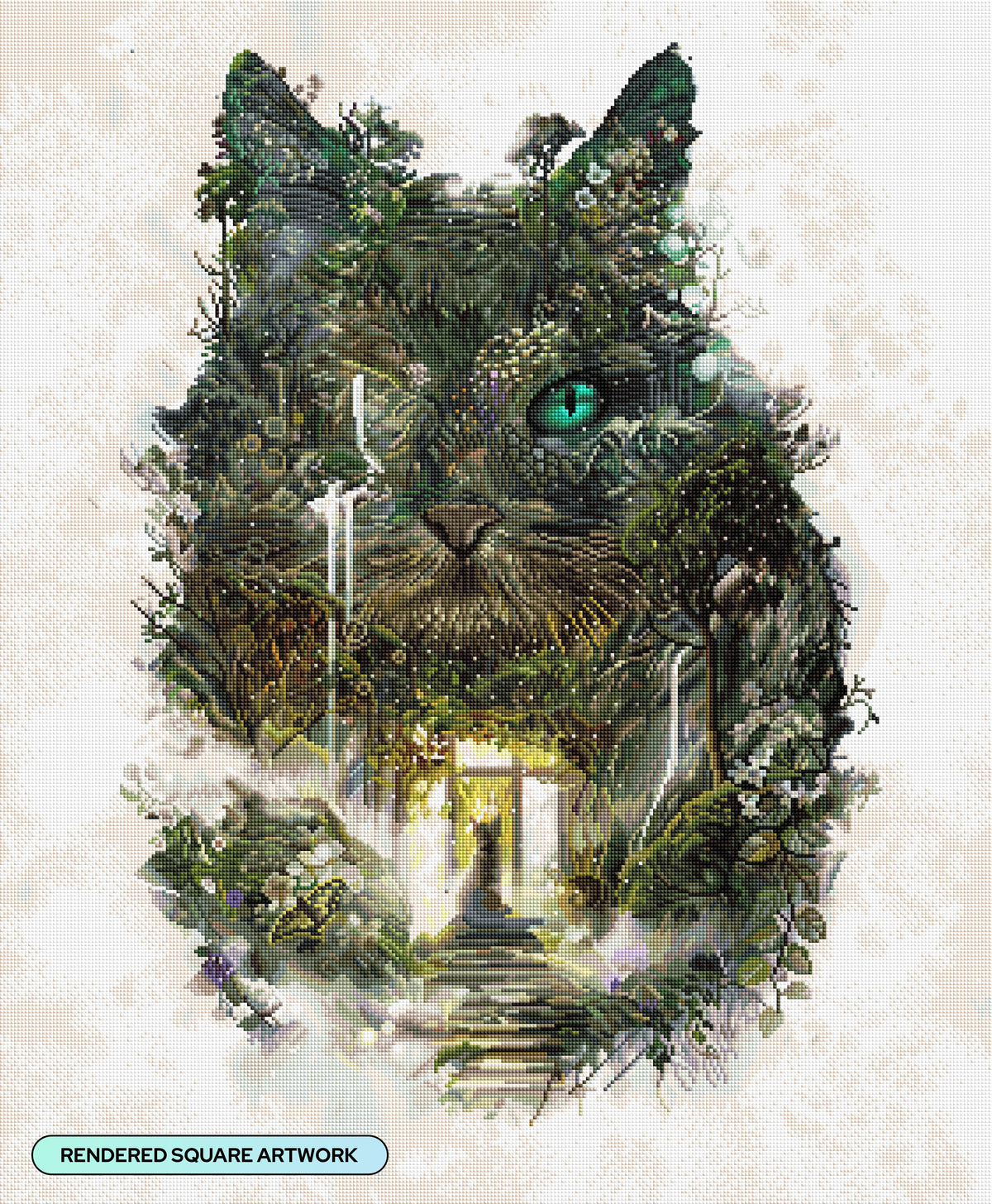 Diamond Painting Cat Dreams of Leaving 27.6" x 33.5" (69.9cm x 84.9cm) / Square With 82 Colors including 2 ABs and 4 Fairy Dust Diamonds / 95,821