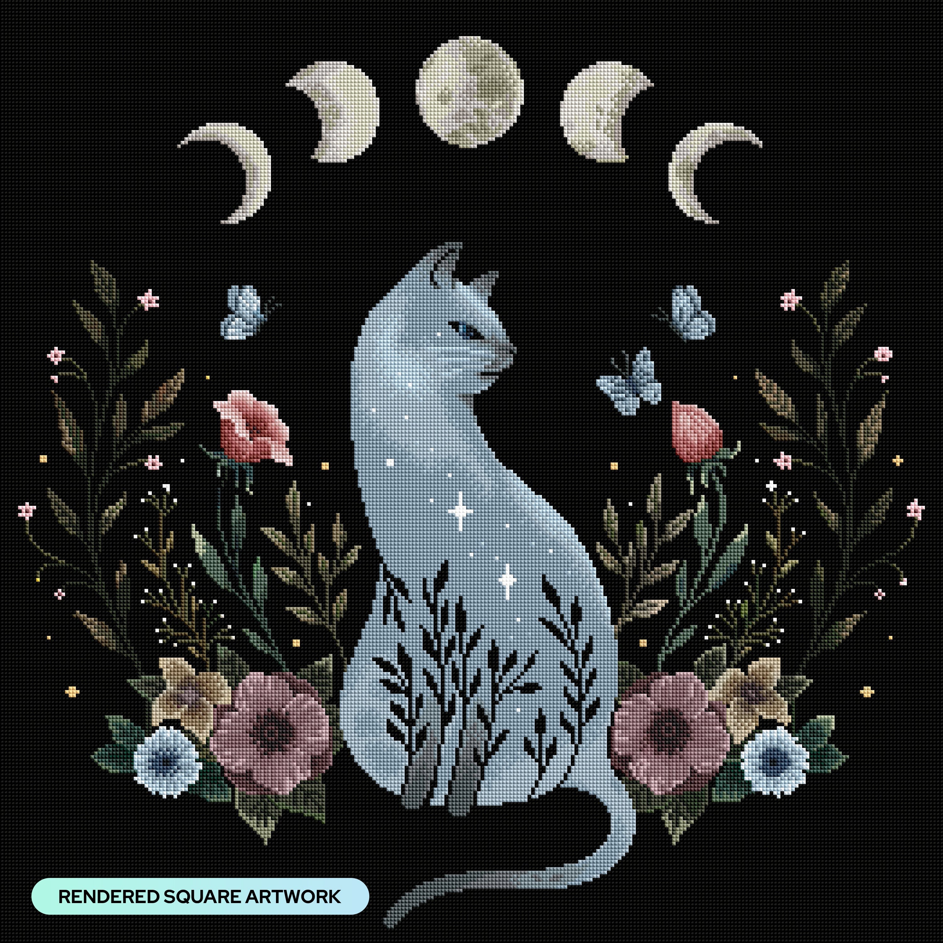 丘の上の猫 ダイヤモンドアートキット – Diamond Art Club
