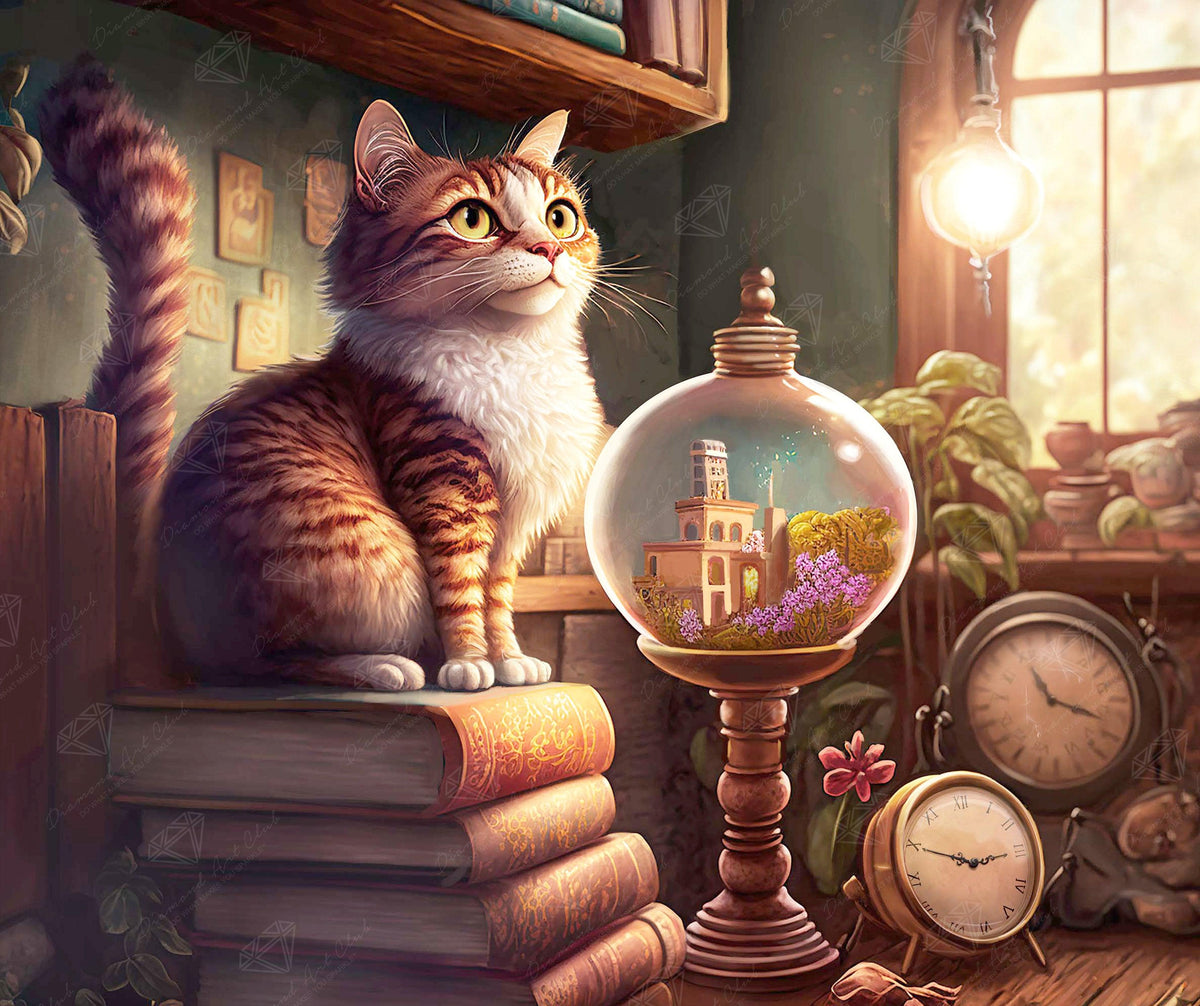 Diamond Painting Cat's Fortune 32.8" x 27.6" (83.5cm x 70cm) / Square with 57 Colors including 3 ABs and 2 Fairy Dust Diamonds / 94,135