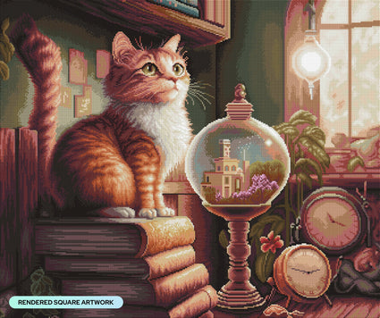 Diamond Painting Cat's Fortune 32.8" x 27.6" (83.5cm x 70cm) / Square with 57 Colors including 3 ABs and 2 Fairy Dust Diamonds / 94,135