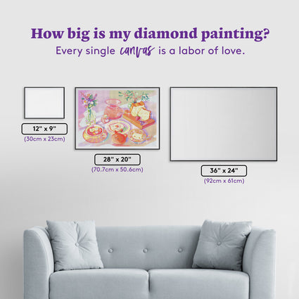 Diamond Painting Cat Sandwich Party 28" x 20" (70.7cm x 50.6cm) / Round With 71 Colors Including 2 ABs and 4 Fairy Dust Diamonds / 47,288