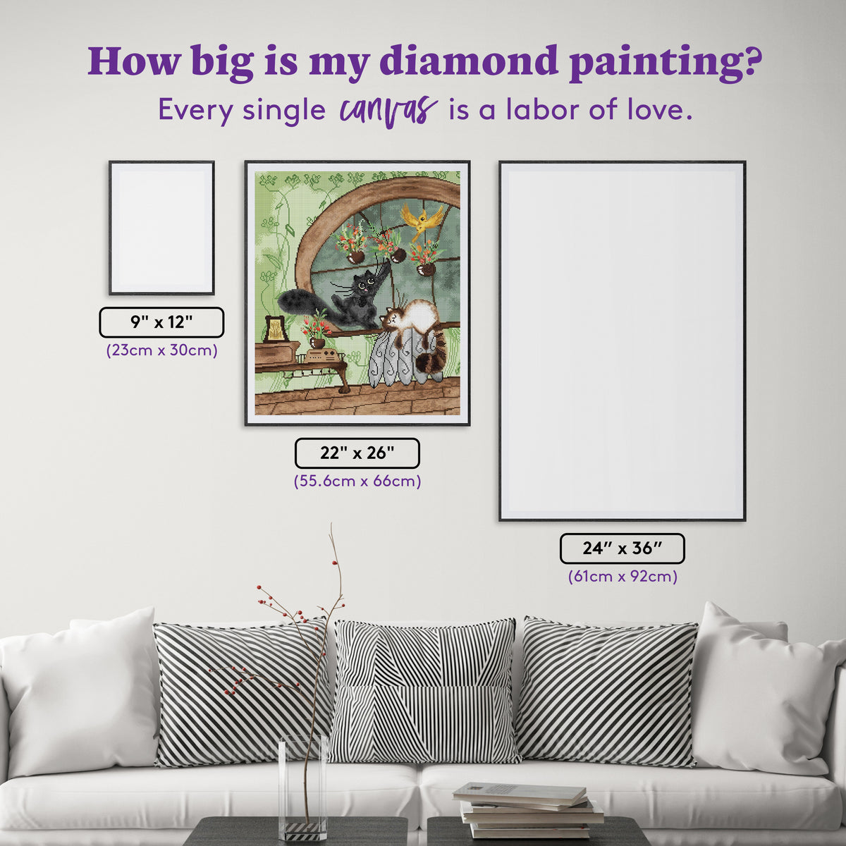 Diamond Painting Cat-tastrophe in Bloom 22" x 26" (55.6cm x 66cm) / Round With 42 Colors Including 3 ABs and 3 Fairy Dust Diamonds / 48,480
