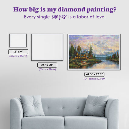 Diamond Painting Cathedral Mountain Lodge 41.3" x 27.6" (104.8cm x 69.9cm) / Square With 94 Colors Including 3 ABs and 3 Fairy Dust Diamonds / 118,301
