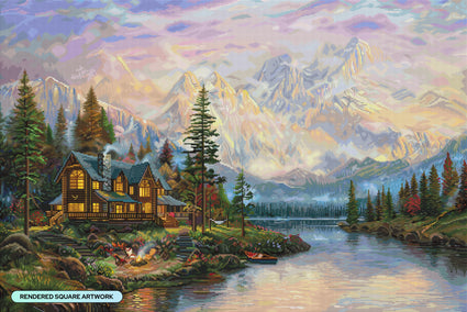 Diamond Painting Cathedral Mountain Lodge 41.3" x 27.6" (104.8cm x 69.9cm) / Square With 94 Colors Including 3 ABs and 3 Fairy Dust Diamonds / 118,301